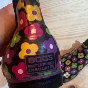 Bogs Women's Black Rain Boots with Multicolor Floral Print